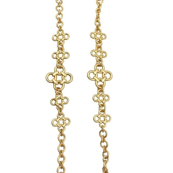 Lia Sophia "Four Tet" Long Matte Gold Tone Necklace - Picture 3 of 7